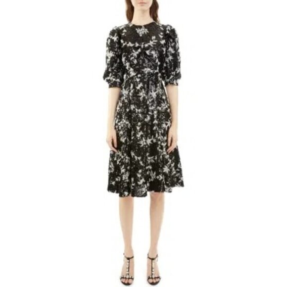 Erdem Emiliana Vine Sequin A-line Dress In Black/white Size US 6